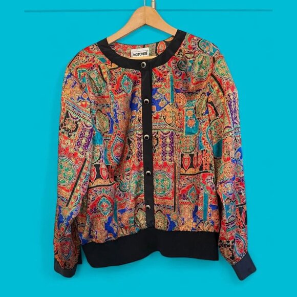 Women’s Vintage Notches Brand‎ Patterned Blouse with Shoulder Pads-Size 22W - Picture 1 of 10